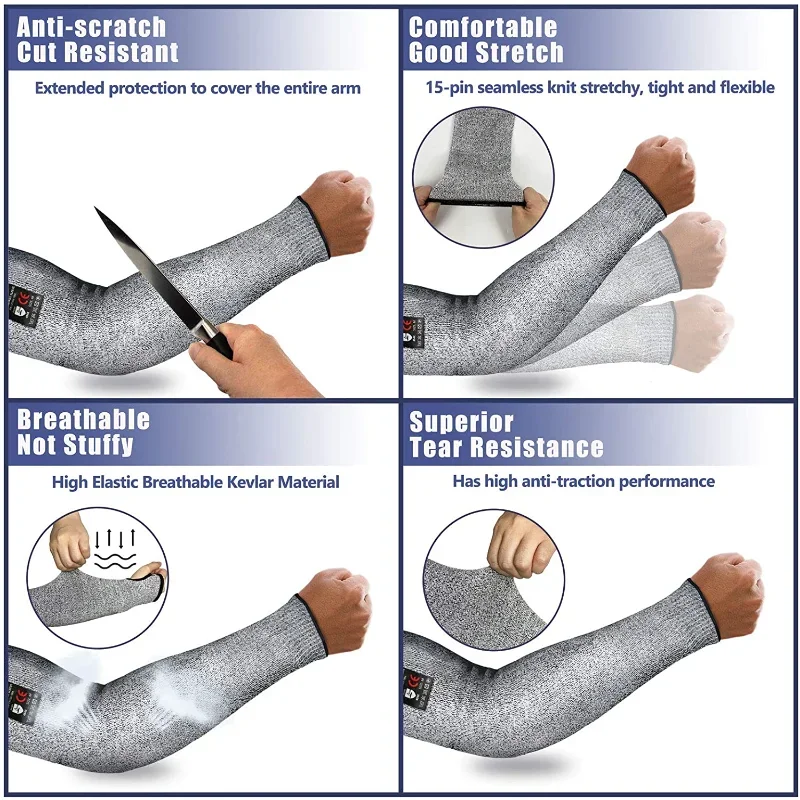 غطاء غطاء ذراع مقاوم للقطع ، حماية ضد الثقب ، كُم ذراع HPPE ، إد شيبينج ، المستوى 5 ، 1.