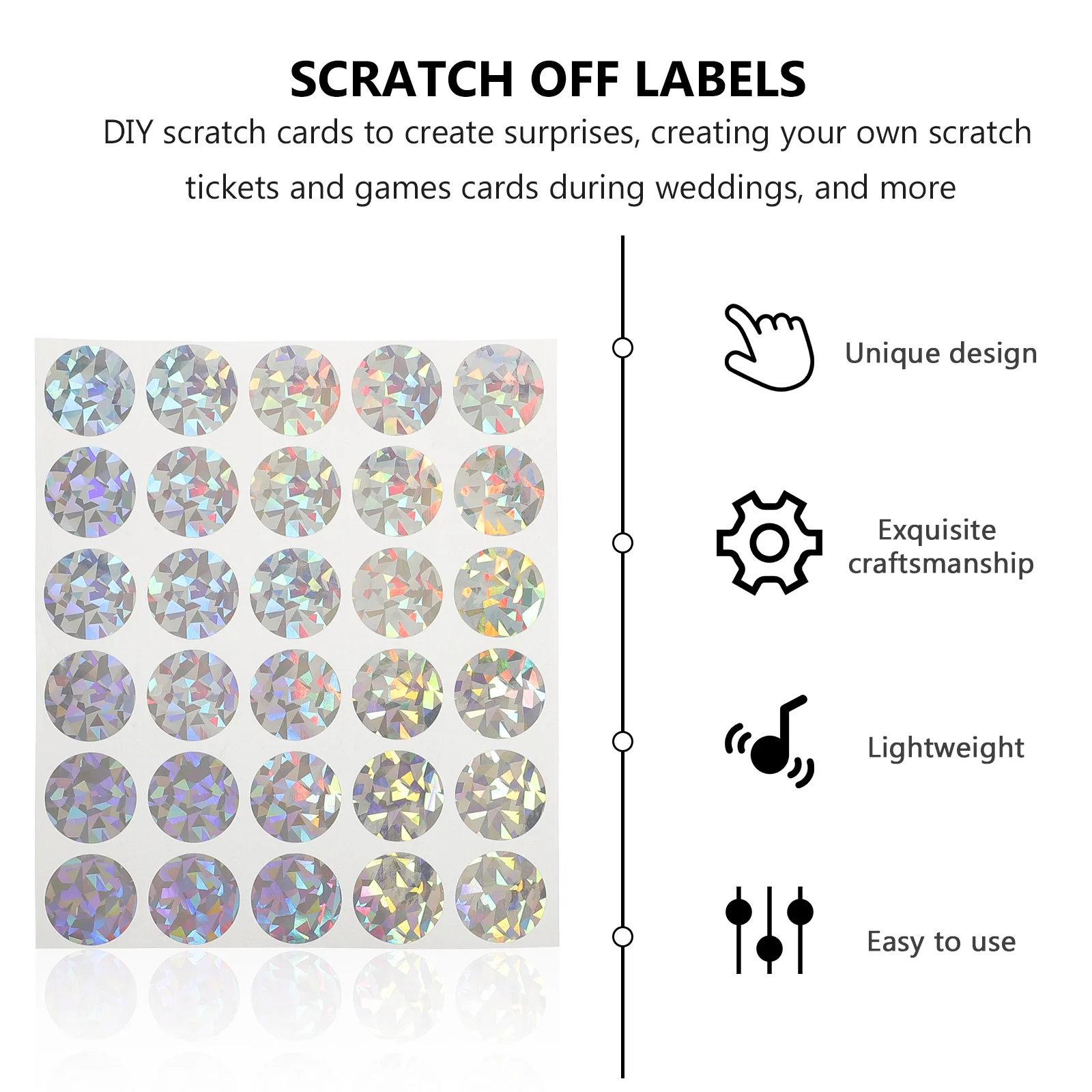 2 Sheets Scratch Card Stickers Gift Labels off Round DIY for Gender Reveal Paper Lottery Reward Programs Tickets