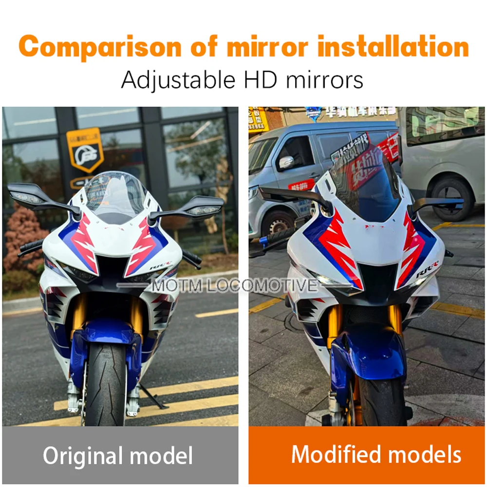 FOR Honda CBR1000RR/RRR/Fireblade Motorcycle Fixed Wind Wing Rearview Mirror HD Blue Light Lens Rearview Mirror 2019 2025