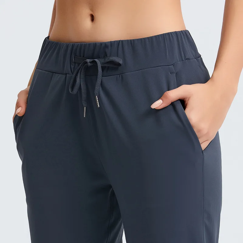 Loose Fit Joggers with Side Pockets Adjustable Drawstring High Waist Workout Yoga Sweatpants Women Lounge Casual Pant