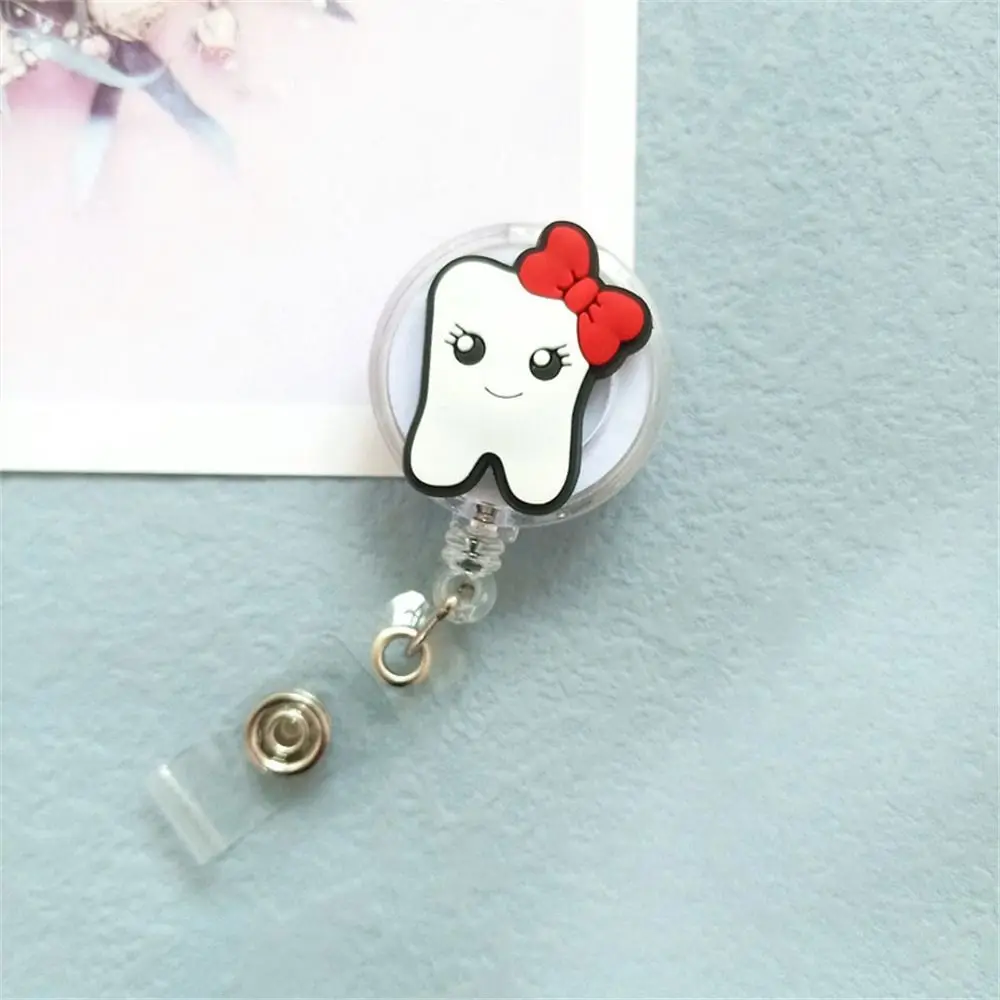

Office Supplies Dentist Teeth Badge Holder Work Card Name Tag Retractable Badge Reel Teeth Shape Cute ID Card Holder Name Card