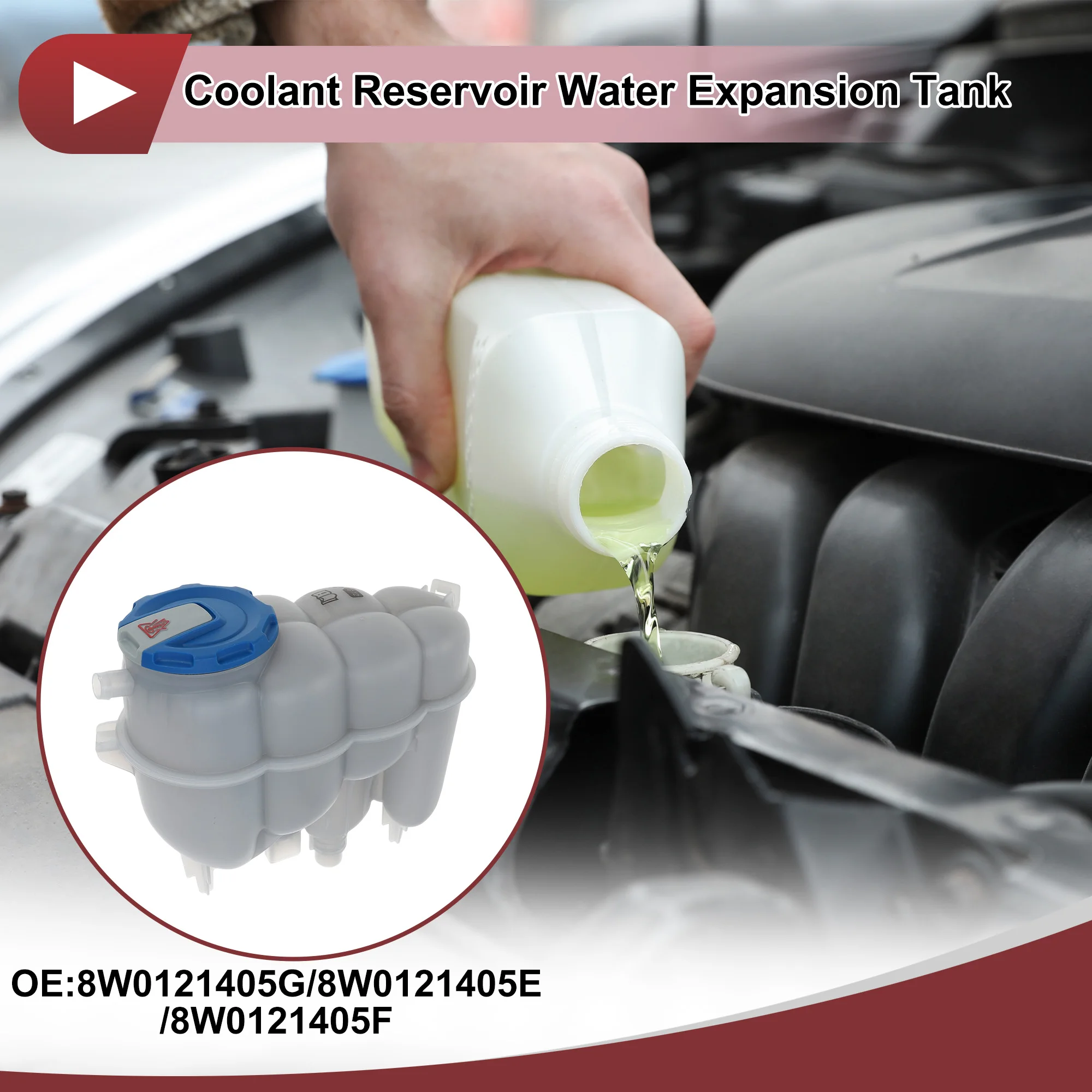 UXCELL Coolant Expansion Overflow Tank with Cap No.8W0121405G for Audi A4 2019 L4 2.0L Petrol A/T for Audi A5 Sportback 2020