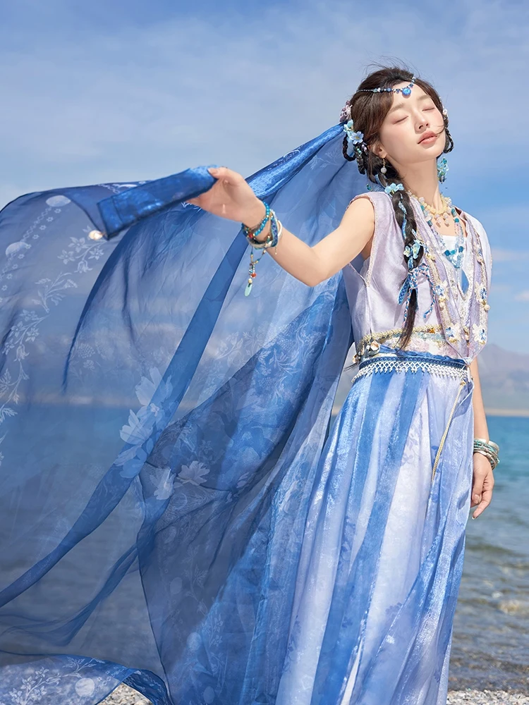 Nowe stroje Hanfu dla kobiet dorosłych Chińskie tradycyjne klasyczne stroje taneczne ludowe Kostiumy sceniczne Dynastia Tang Letnia sukienka DQL11334