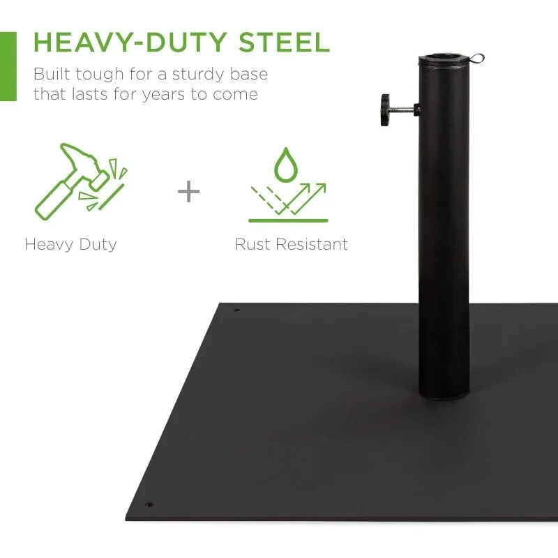 38.5lb Steel Umbrella Base, Square Weighted Patio Stand for Outdoor, Backyard, Market Umbrellas