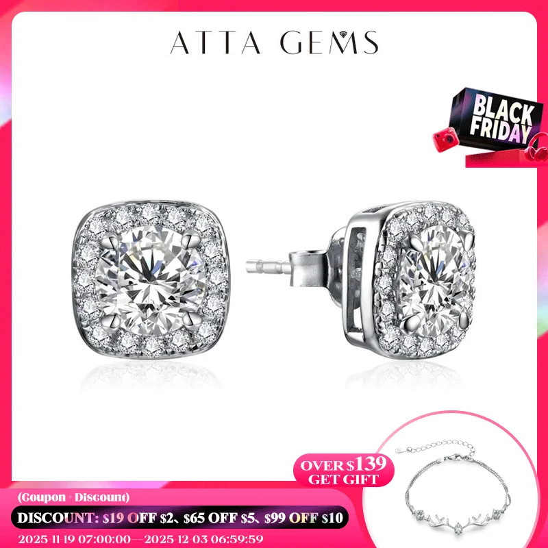 

ATTAGEMS Роскошный Бриллиантовый бриллиант диаметром карата, Серебряное золото, Муассанит, Изящные Ювелирные изделия, сертификат оптовой продажи