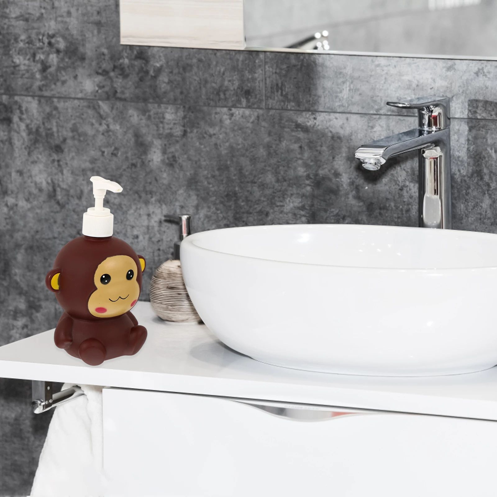 

1pc Cartoon Shampoo Body Wash Lotion Press Pump Bottle Reusable Eco-Friendly Empty Dispenser Adorable Monkey Shape For Bathroom