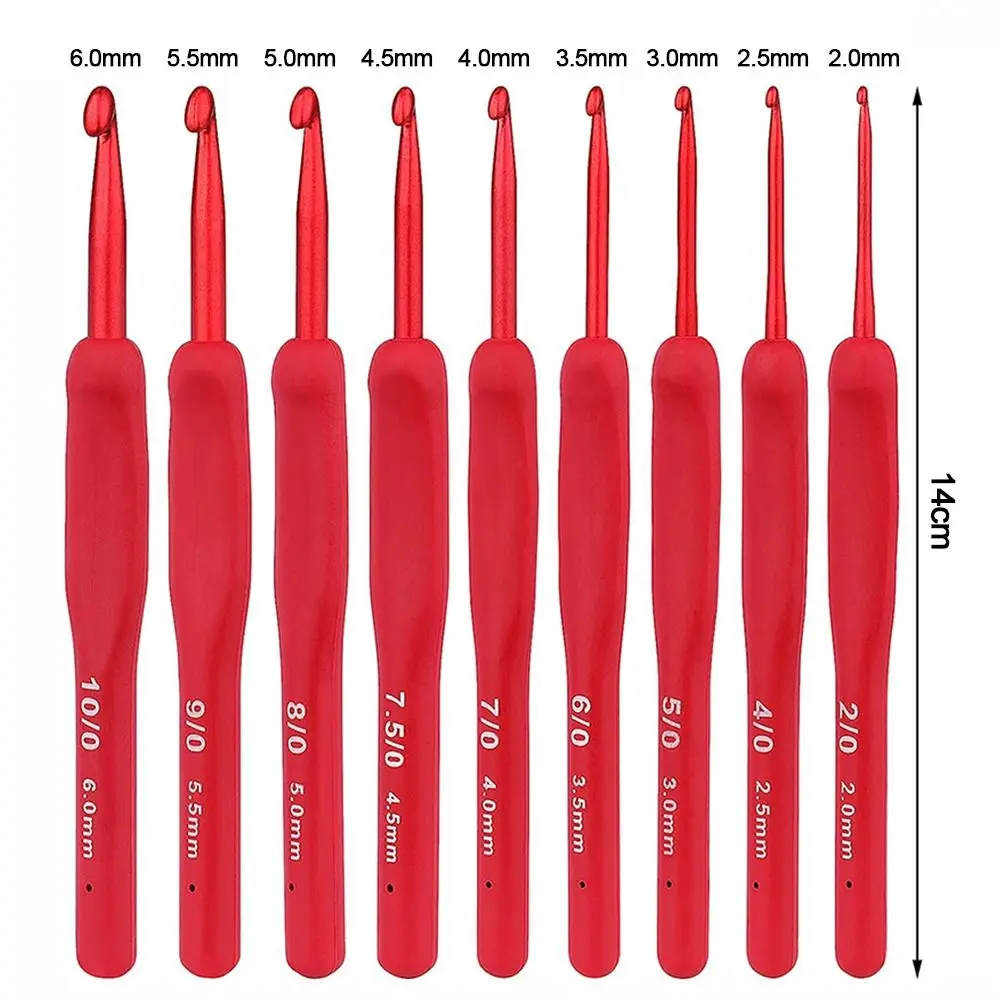 Handicraft Red Crochet Hooks Aluminum Soft Knitting Needles Crocheting Hooks Carpet