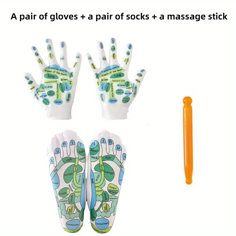 2 Pcs Acupressure Set,Gentle Pressure Therapy,Soothing Reflexology Socks and Gloves Set,Enhance Blood Circulation,Foot Massag