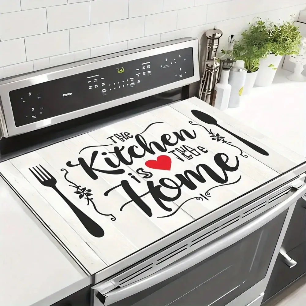 1pc Kitchen Stove Cover Protector - Red Heart Design, Heatproof Polyester, 2D Flat Style For Gas & Electric Stoves, Elegant Home Decor Accessory For Home Chefs & House Parties, Stove Top Protectors, Kitchen Appliance Cover, Playful Kitchenware Design view 6