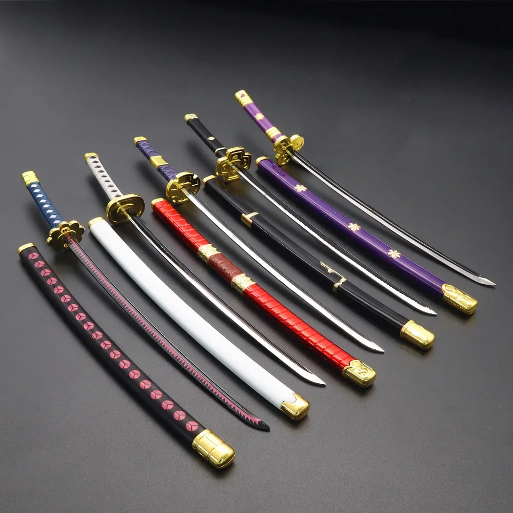 

26cm One Zoro Sword Piece Keychain Japanese Katanas Toy Knife Uncut Toy Sword Cosplay Anime Katana Weapon Model Gifts for Boys