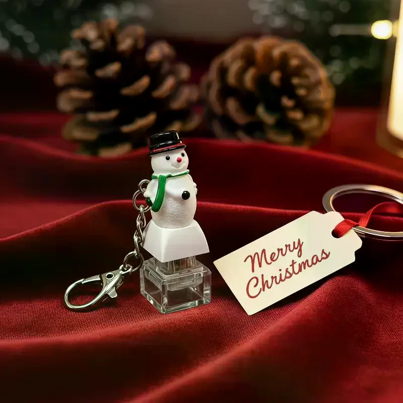 Christmas Themed Fidget Keyboard Keychain Portable Stress Relief Toy for Office Workers Anxiety Relief Bag Decor