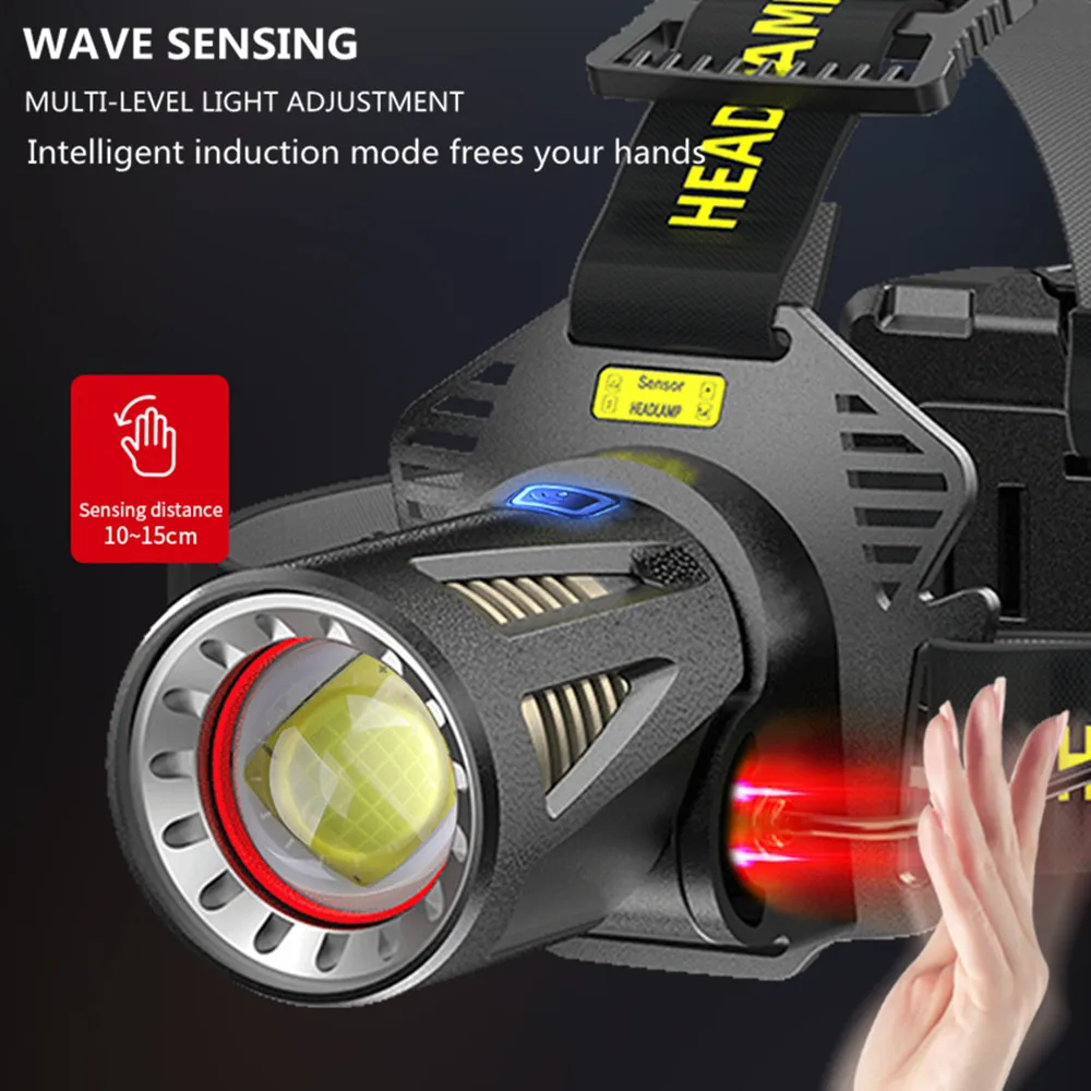 XHP360 عالية الطاقة LED كشافات السوبر مشرق زوومابلي المصباح USB قابلة للشحن ضوء قوي رئيس مصباح للتخييم الصيد