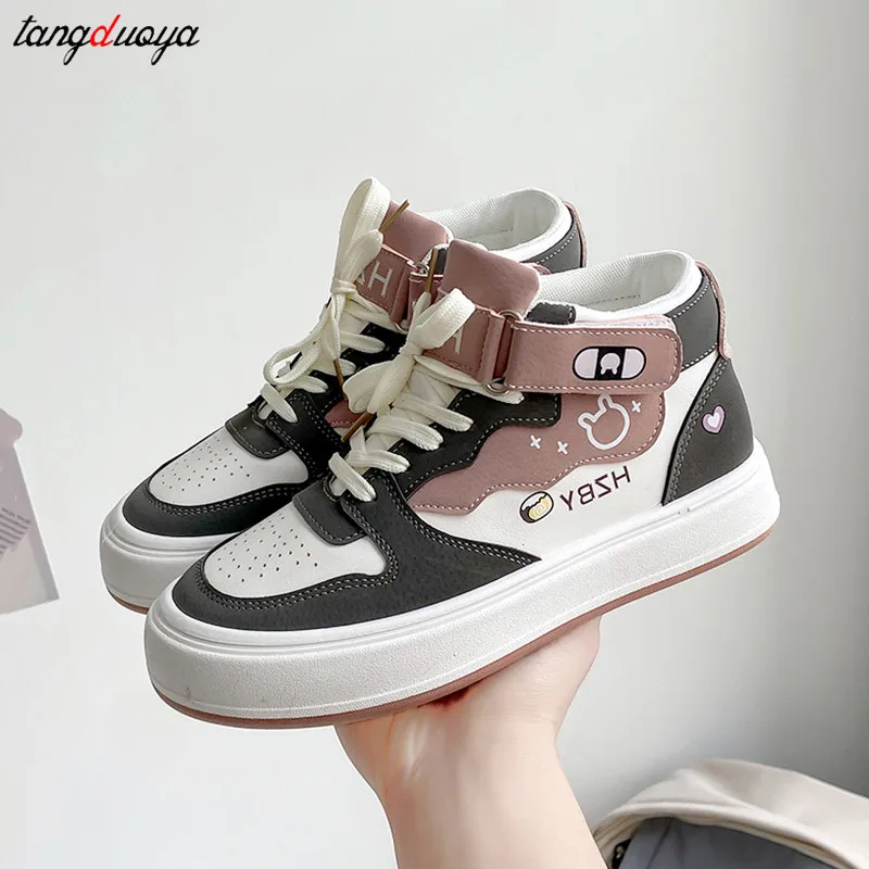 platform shoes Women\'s Mid Top Casual Shoes 2024 Spring Autumn Versatile Breathable Sneakers Thick Soled Shoes Woman Shoes