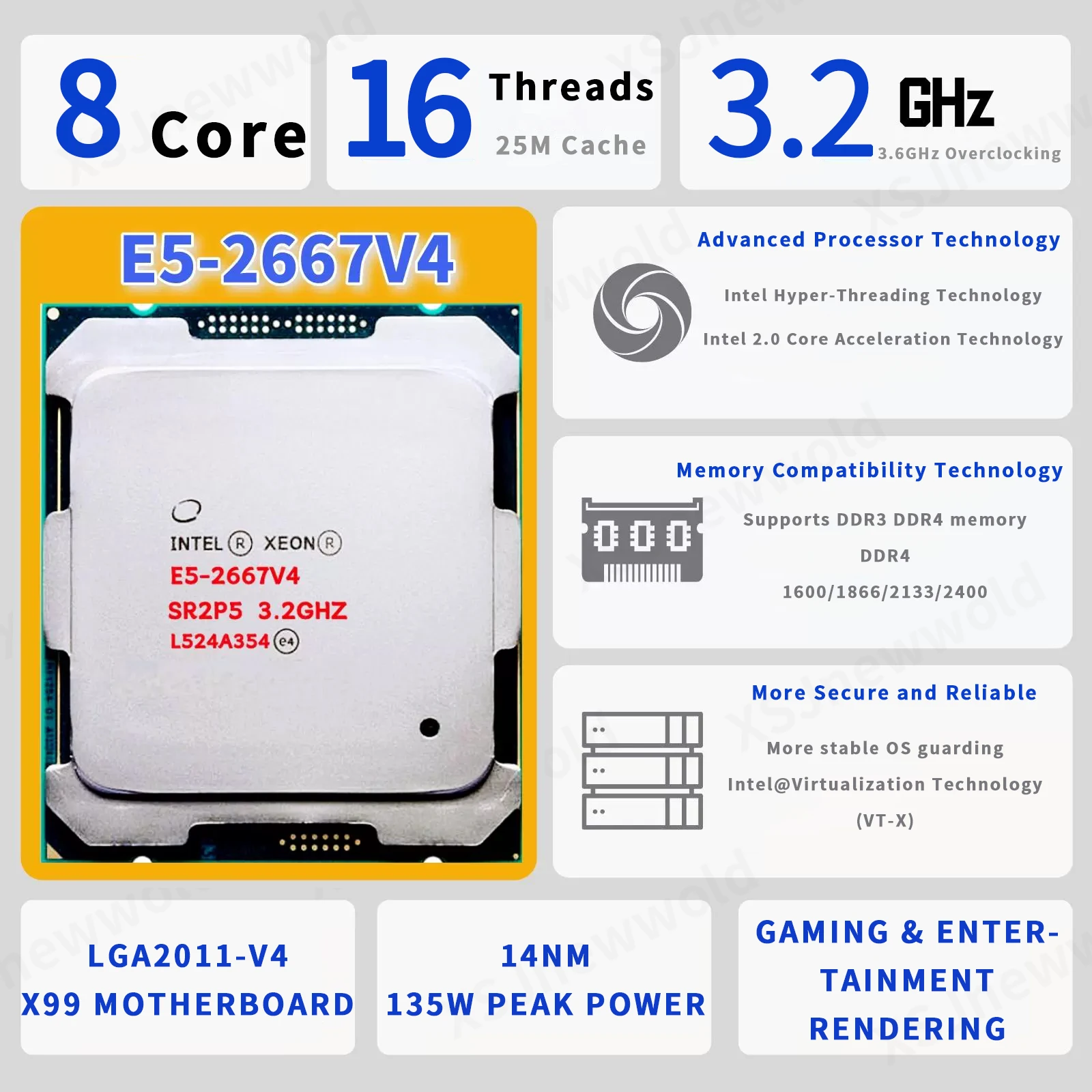 Комплект материнской платы x99, б/у, для процессора 32 ГБ, X99, 22 ядра, 3,6 ГГц, 55 МБ, L3 DDR4 D4