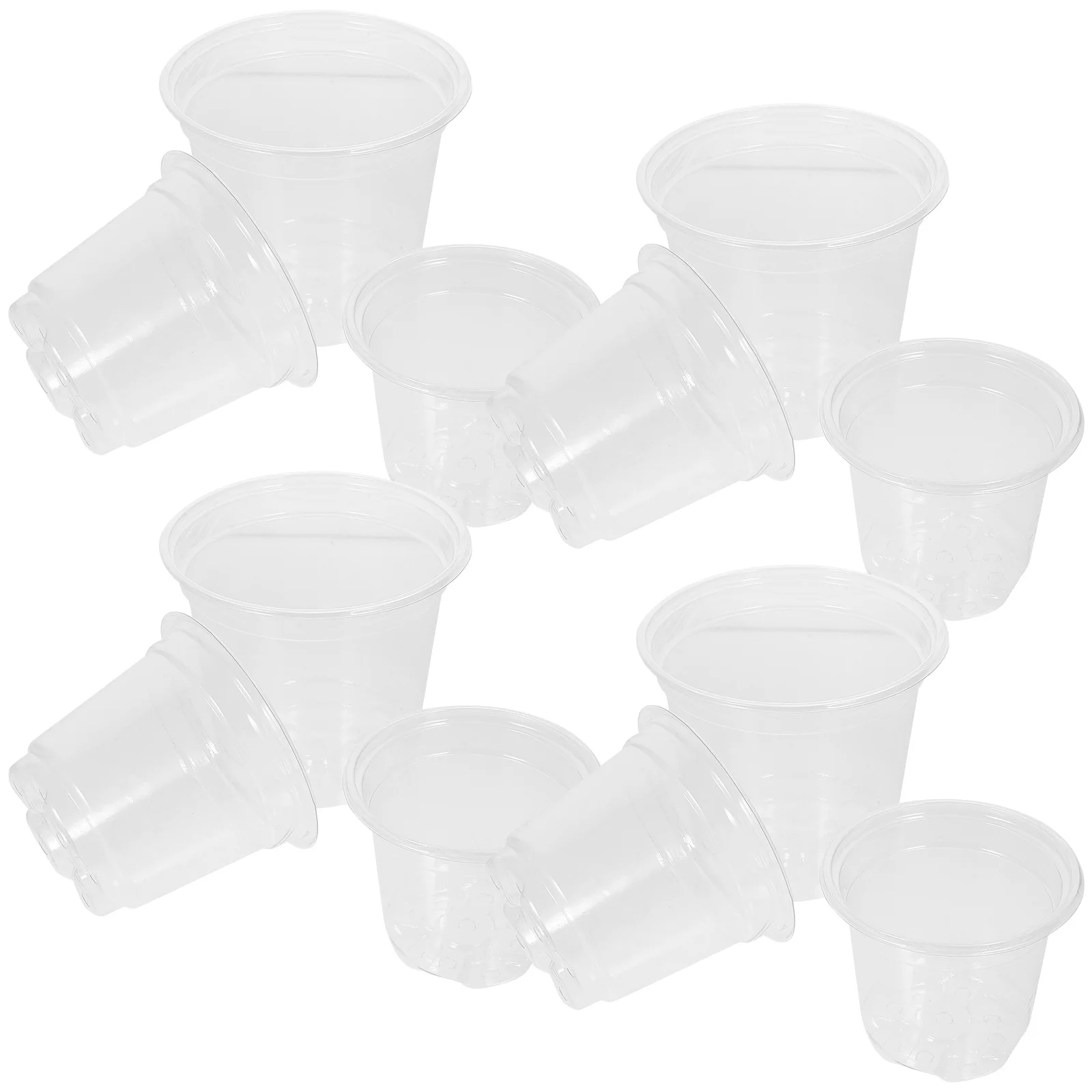 

12pcs Insulated Breathable Flower Pots Clear Plastic Nursery Planters With Drainage Holes Lightweight Durable Garden Supplies