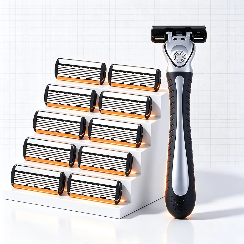 Men's Manual Razor 6-Layer Precision Blade System Replaceable Refills, Long-term Use, Men & Women Suitable Great Gift Idea
