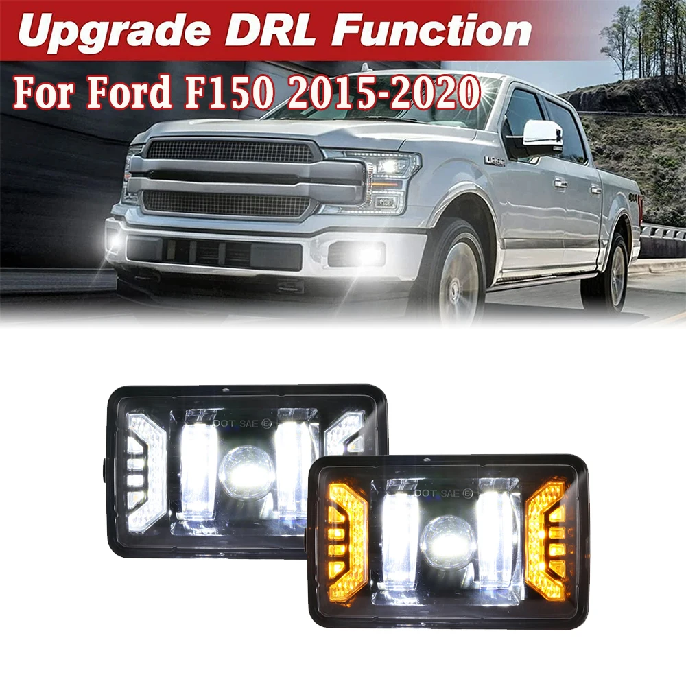 

Белые светодиодные противотуманные фары переднего бампера в сборе с белыми DRL + указателем поворота для Ford F-150 2015-2020 Plug and play
