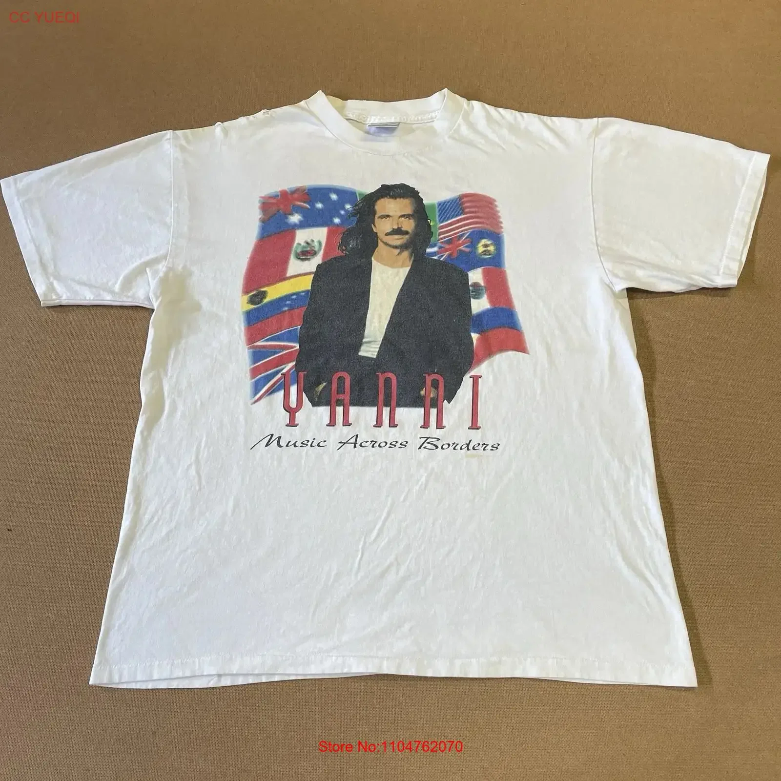 VINTAGE Yanni Tour T Shirt Adult Extra Large White Logo Spell Out 90s Y2K Mens vintage Washed Stylish Casual streetwear