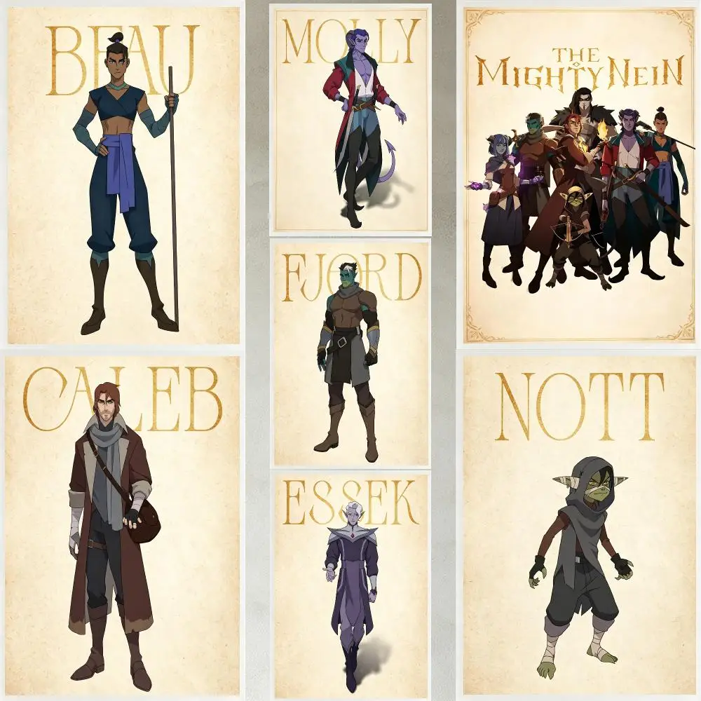 game The Mighty Nein Poster Poster HD Waterproof Self-adhesive Art Print Wall Decor for Bedroom Living Room Gift