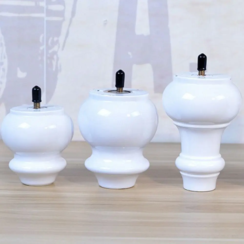 White Solid Wood Furniture Legs with M8 Threaded Stem Easy to Install Cabinet Replacement Legs Mid Century Sofa Legs