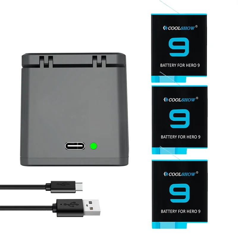 1800mAh para Gopro Hero 9 batería para Gopro Hero 10 batería negra accesorios de cámara para go pro Hero 9 10 baterías