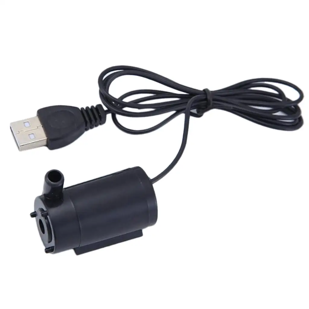 USB Mini Silent Water Pump 3/5/6V Black for Hydroponics Fountains Ponds