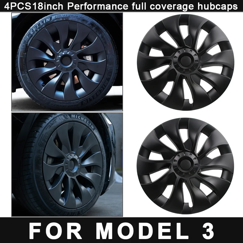 

4PCS HubCap for Tesla Model 3 18 Inch Replacement Wheel Cap Automobile Hub cap Full Rim Cover Accessories 2018-2023 Wheel Cover