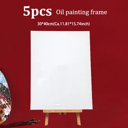5pcs White And Black Blank Square Canvas Frame,11.81x15.74 Inches ( 30 X 40 Cm) Cotton Artist Canvas Boards For Painting HB-16