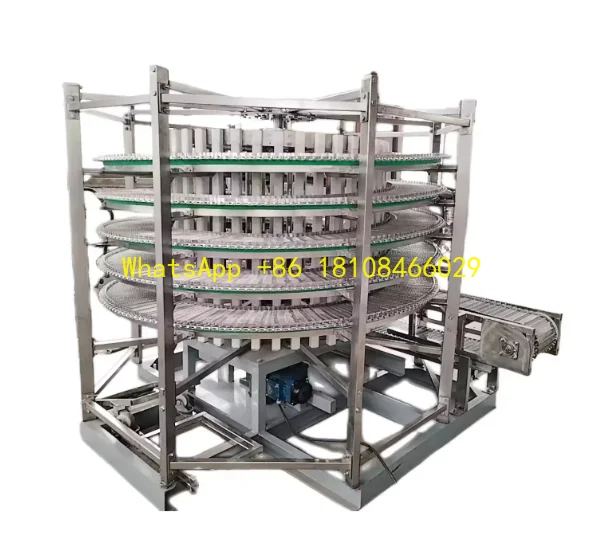 كفاءة متعددة الطبقات دوامة برج التبريد الخبز والكعكة الناقل خط شبكة حزام سلسلة مرنة الناقل