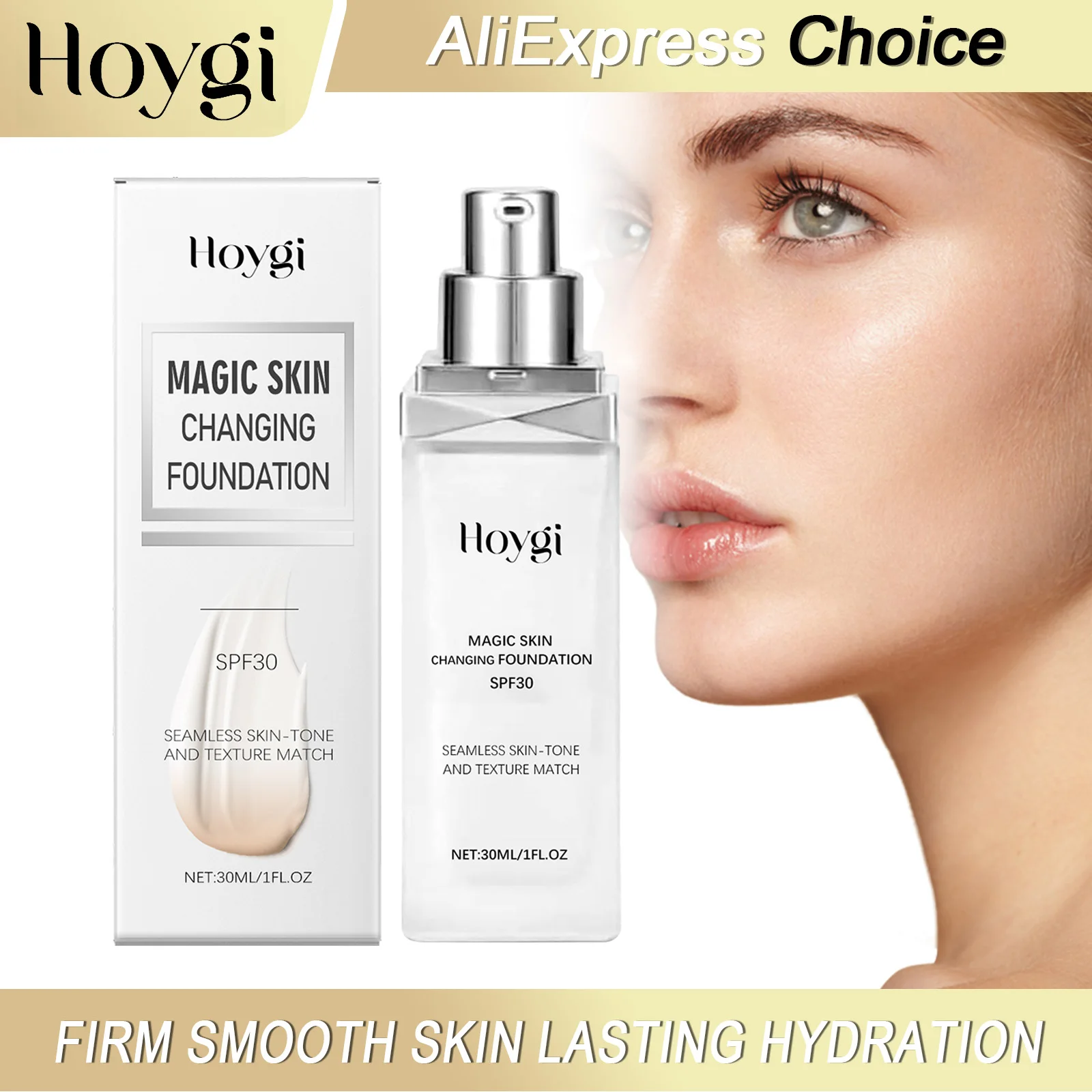

HOYGI Color Changing Foundation Long Lasting Makeup High Coverage Hyaluronic Acid Brightening Skin Moisturizing Concealer 30ml