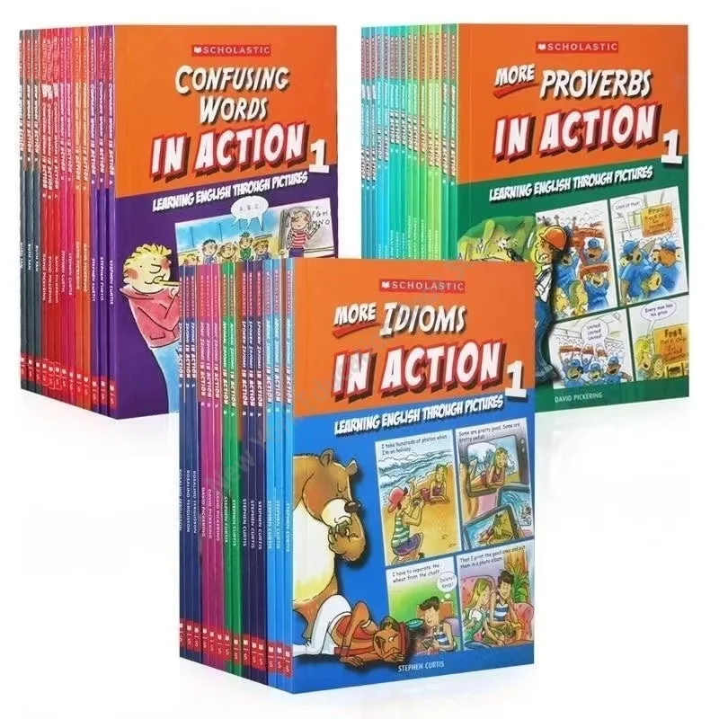 

42 Books/Set Children's English Reading Book Xue Le Produced Scholastic In Action Word English Learning Books