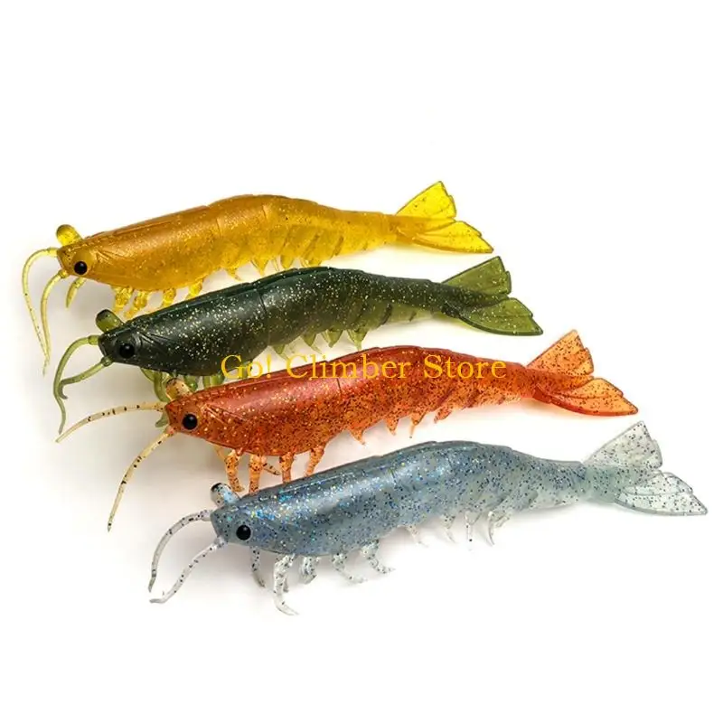 Q84C Segmented Shrimp Fishing Lures, 3 Pack with 3D Features, Soft Flexible Form, Reflective Flecks, and Active Split-Tail