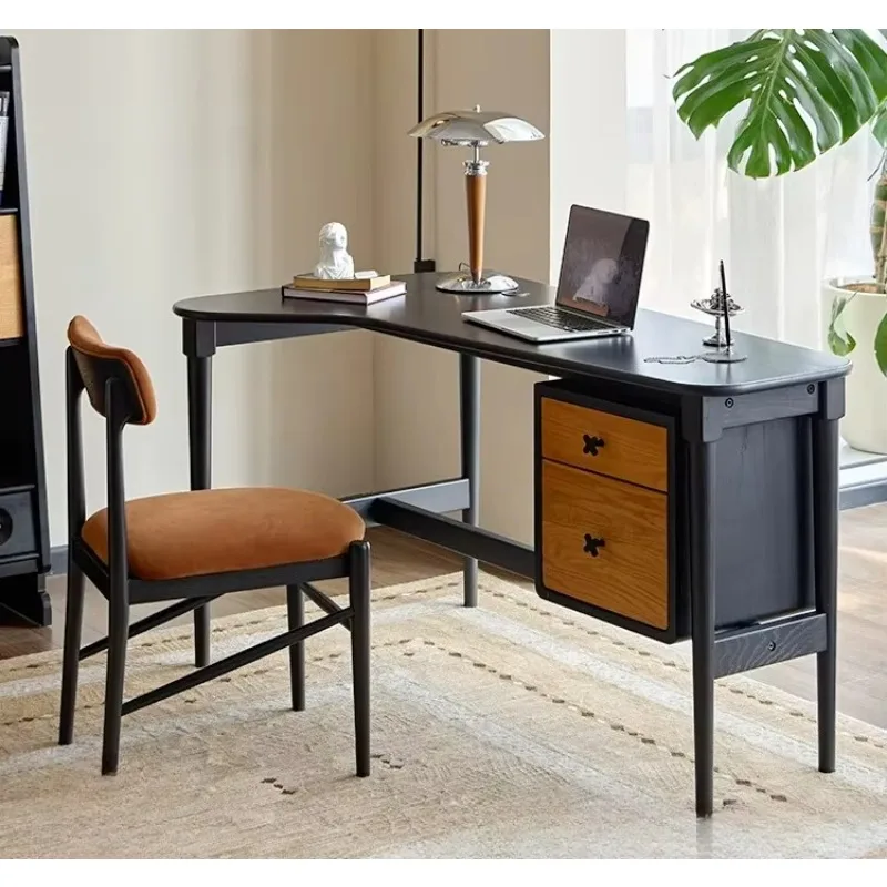 HYS  medieval style solid wood study small apartment bedroom household corner desk
