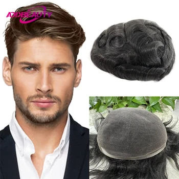 Protesi capillare da uomo HD Lace Man Toupee Parrucche per capelli umani indiani di Remy Sistema completo di capelli umani in pizzo Parrucca per capelli naturali di ricambio