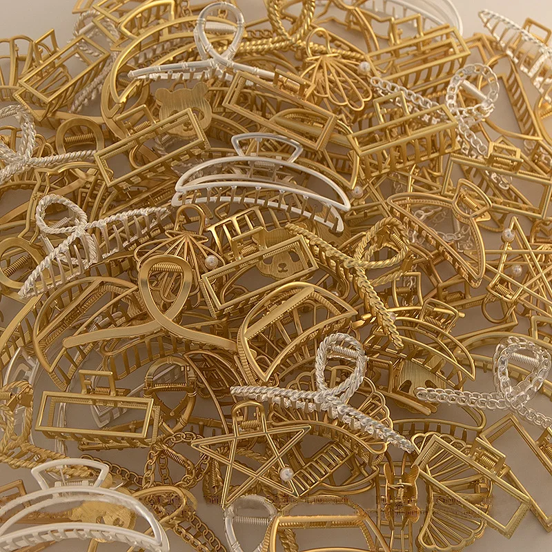 Moda złoty kolor z dziurką geometryczne spinki do włosów metalowe do włosów Claw krzyż opaska do włosów Hairclip kobiety duże rozmiary akcesoria do włosów