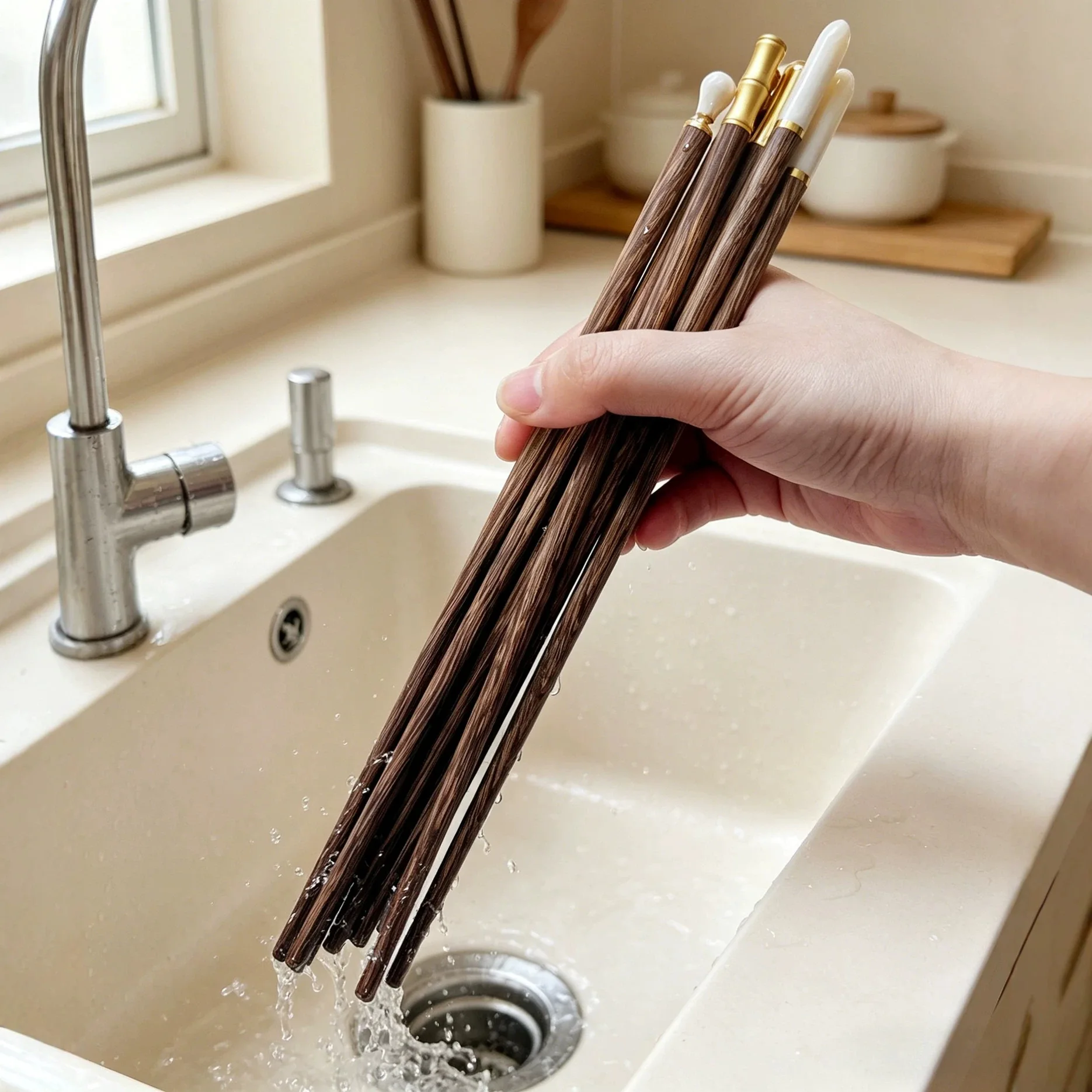 Premium Chicken-Wing Wood Chopsticks Set – Gift Box, Unpainted & Unwaxed, Non-Slip Jade-Style Solid Wood Utensils for Home