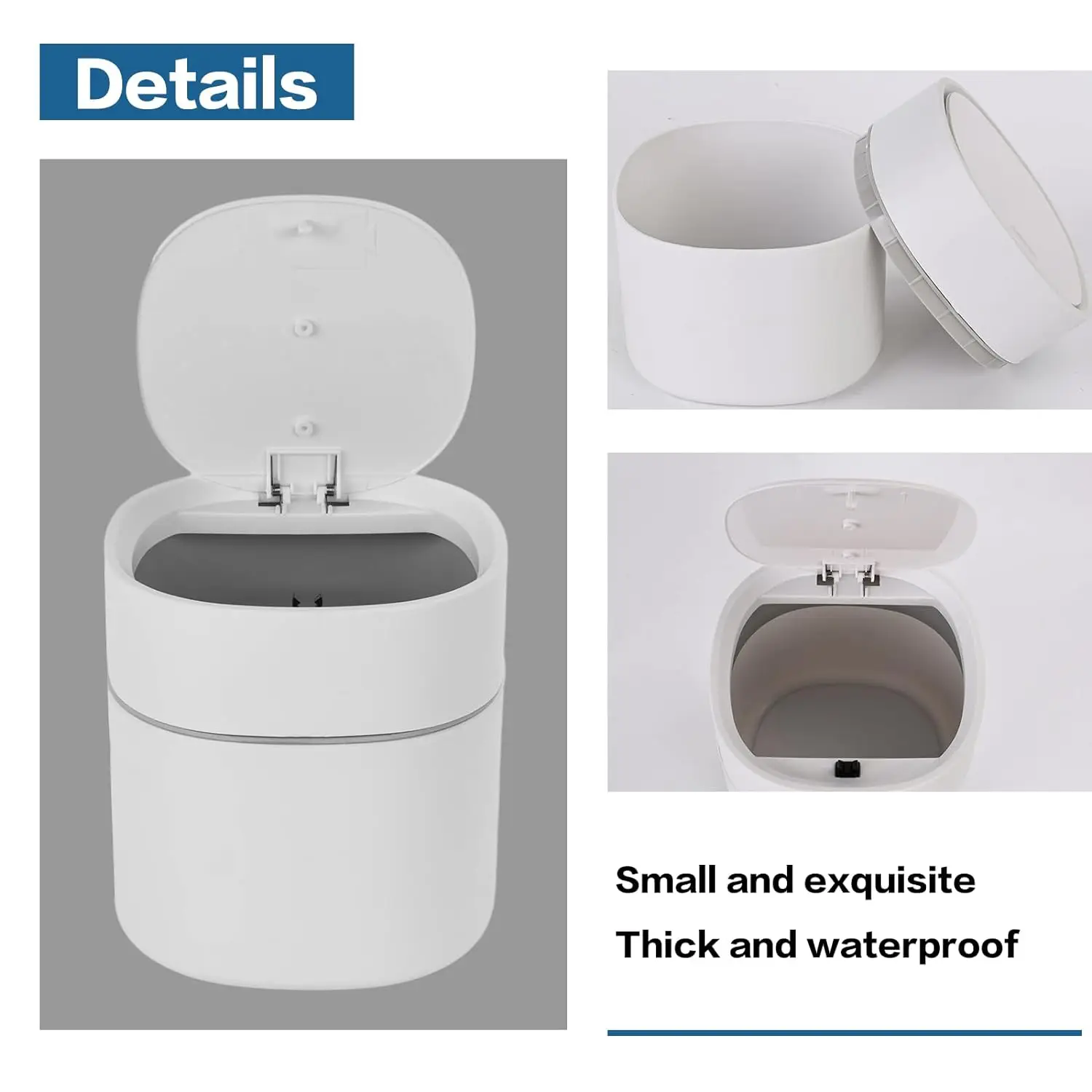 Mini Trash Can, Countertop Trash Can Tiny Garbage Bin Small Trash Can Plastic for Bathroom Office Kitchen Coffee Table White