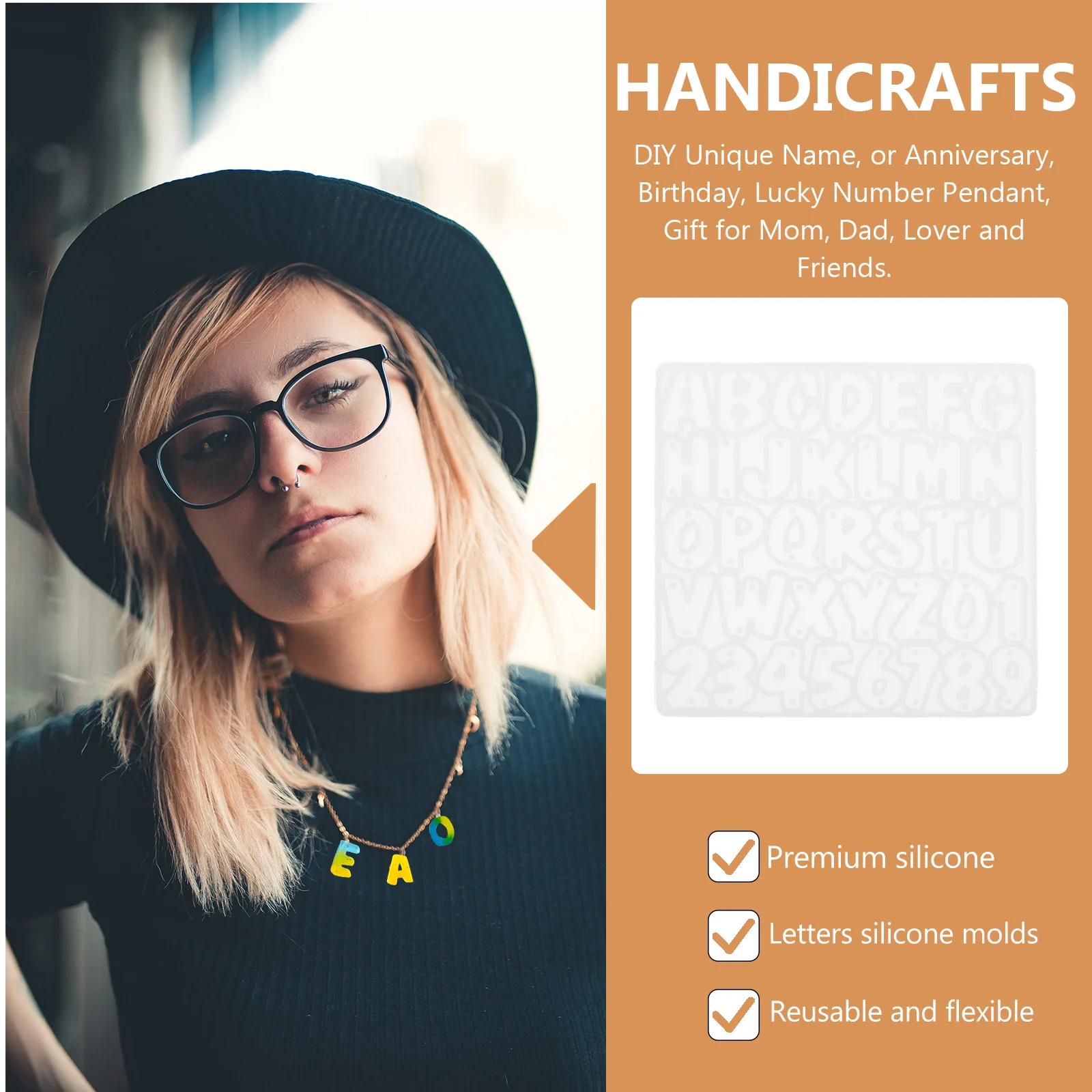 

Alphanumeric Silicone Mold Earring Making Jewelry Resin Letter Pendants Alphabet Crafts DIY Accessories FlexibleReusable