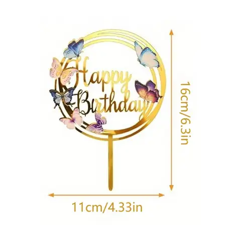कस्टम प्रिंटेड केक टॉपर्स - स्टैंड के साथ ऐक्रेलिक जन्मदिन पार्टी सजावट, कपकेक, डेसर्ट, समारोहों के लिए (एसोसिएटेड प्रेस) 6 best sales जन्मदिन का केक टॉपर - №1