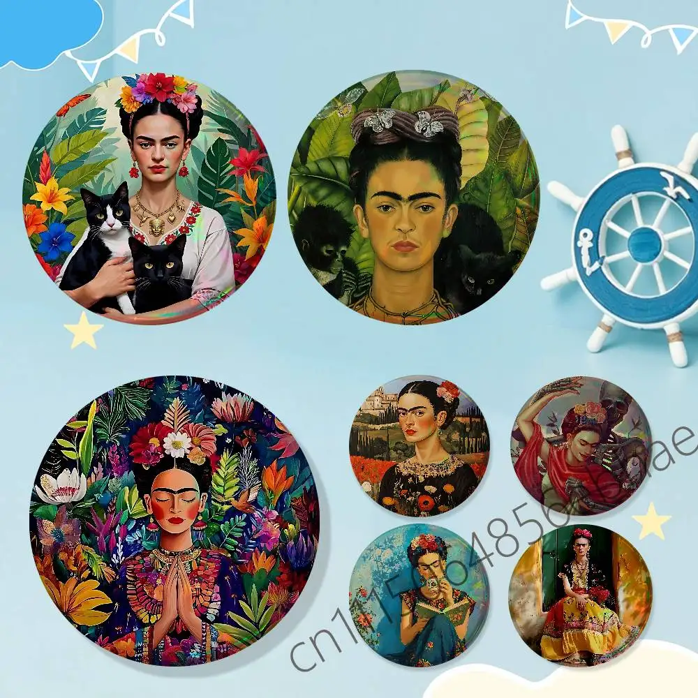 FOR Frida Kahlo Badges Tinplate Soft Button Pin Brooch Metal Badge Custom Jewelry Accessories Hat Bag Lapel