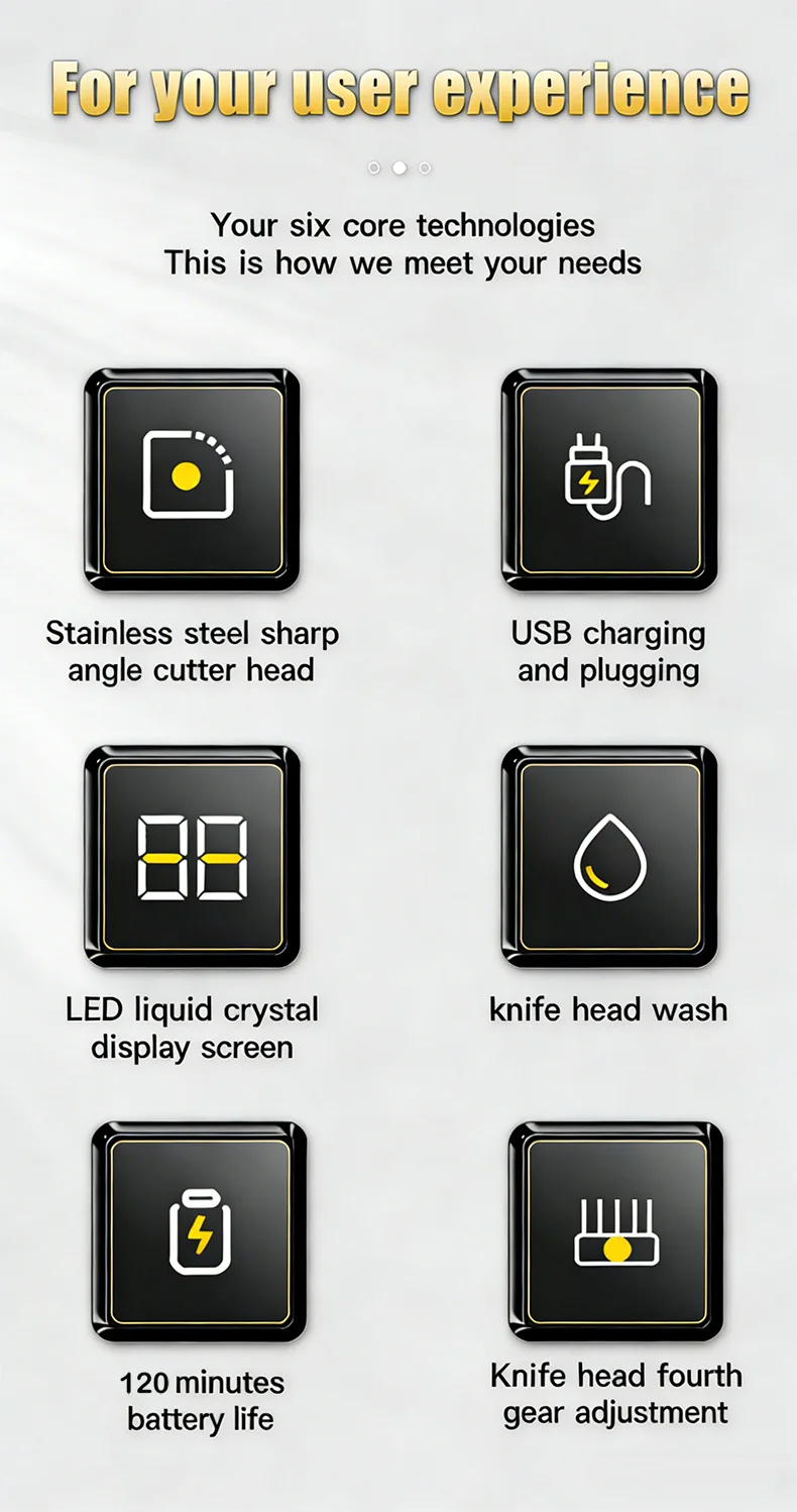 USB-Aufladbarer Professioneller Haarschneider für Männer mit LED-Anzeige, Kabelloser Trimmer, Haarpflege-Set für Zuhause, Ideales Geschenk für Männer – Detail 7