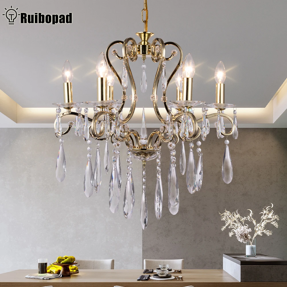 European Candle Crystal Led Chandelier Light For Kitchen Dining Room Living Room Bedroom Crystal Pendant Lamp Chandeliers