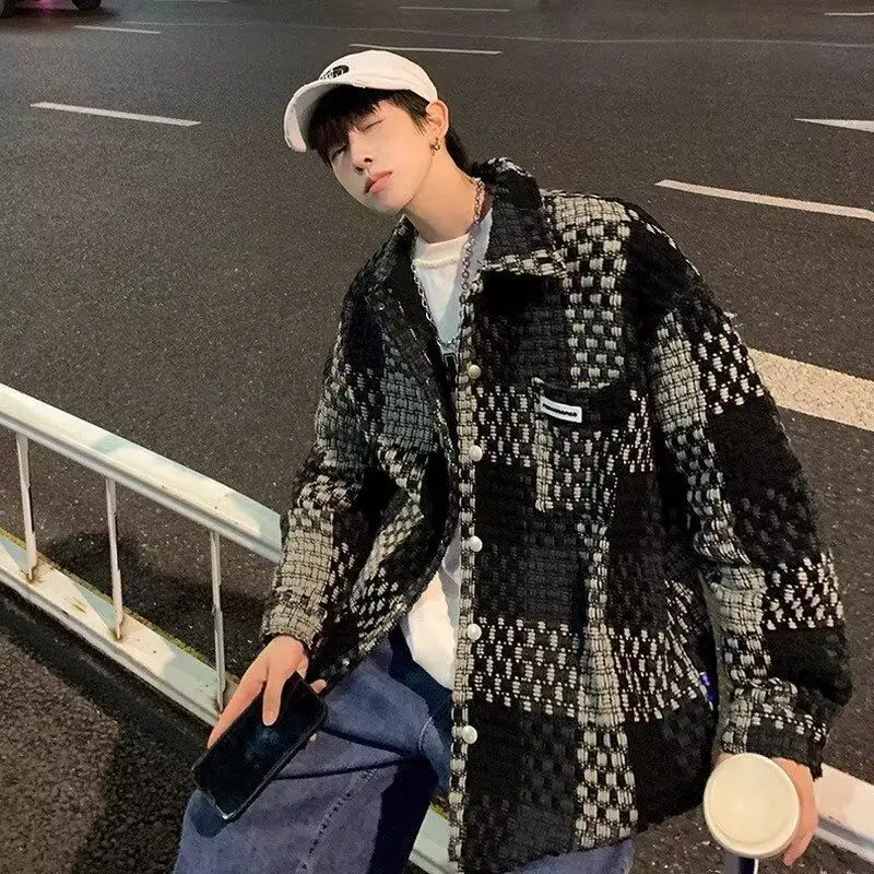 

Cleanfit Casual Men's Jaet Autumn Winter Faion Brand High-End Sle Haome Stand Fit Button Decorated Outerwear