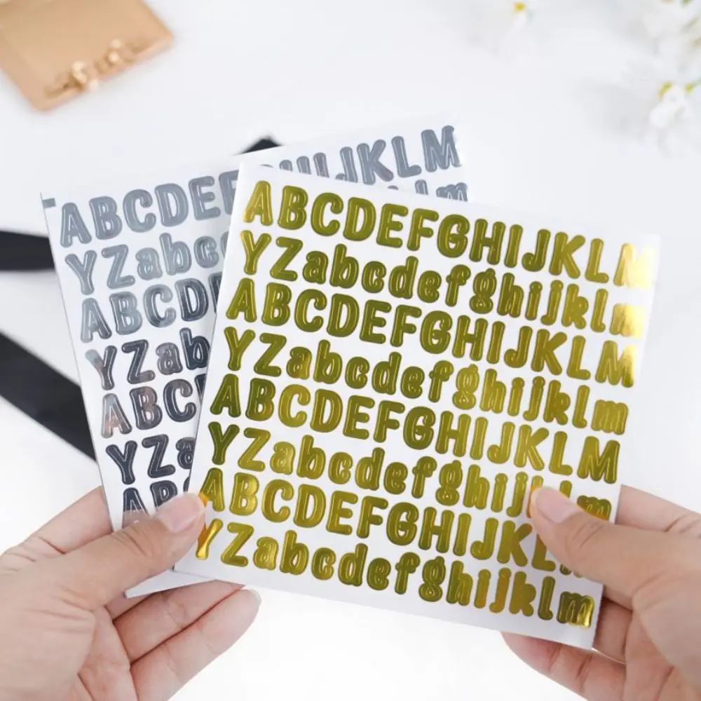 5Pcs 0.5 Inch 26 Alphabet Planner Stickers Waterproof Gold Silver Color DIY Letter Decorative Sticker For Kids Cup Laptop