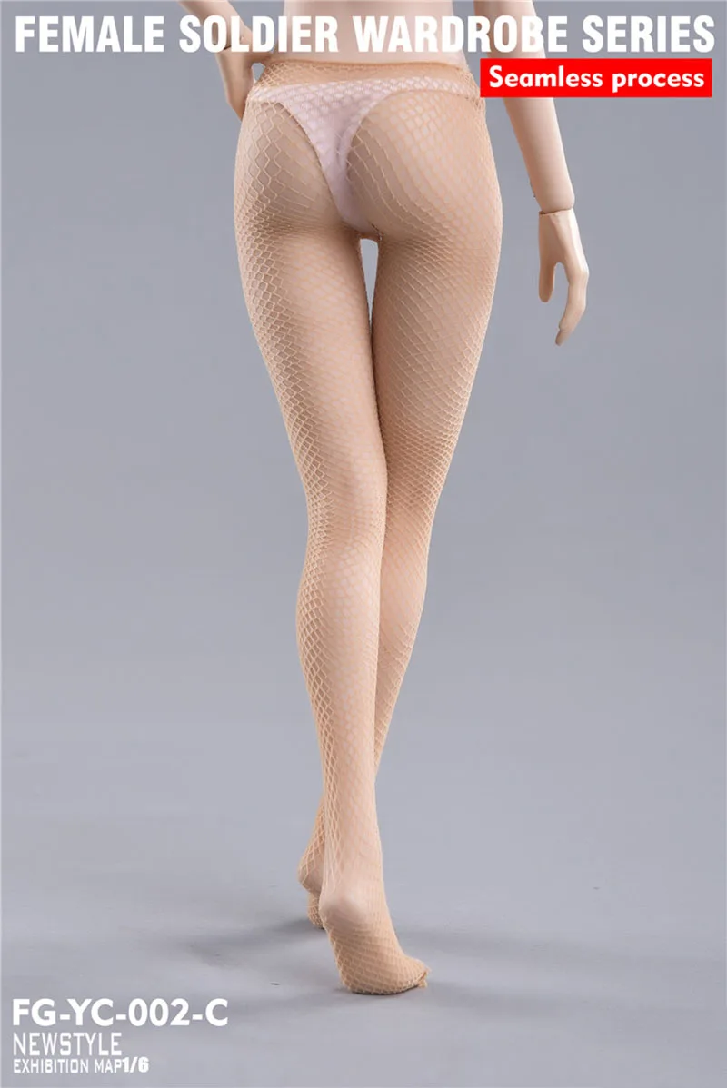 女性用シームレスネットソックス,タイツ,フォトストッキング,アクションフィギュア服,ホビーコレクション,FG-YC-002, 1:6