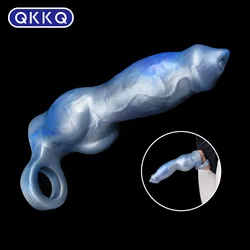 QKKQ Fantasy Penis Sheath Dog Knot Dildo Silicone Monster Penis Enlargement And Extender Sex Toys For Men Male Masturbator 18+