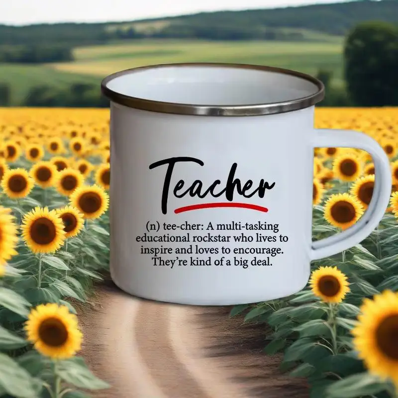 Taza al aire libre, el mejor maestro de todos los tiempos, taza esmaltada, regalo de agradecimiento para profesores, enseñanza del amor, inspiración, taza de té y café, regalos escolares