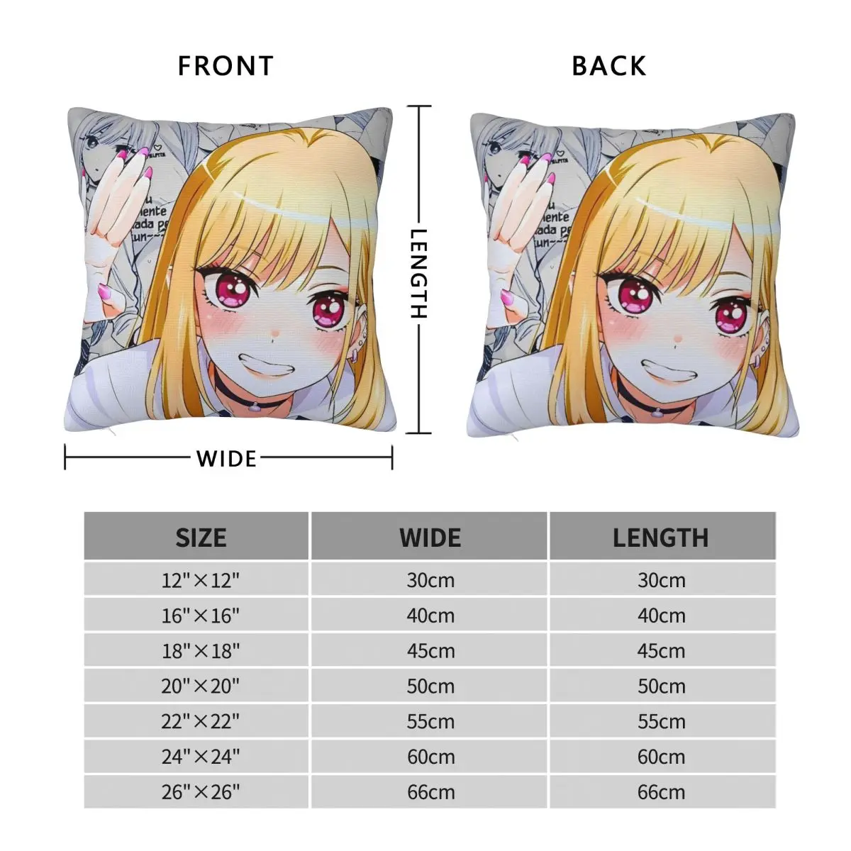 My Dress Up Darling Marin Kitagawa Pillow Cover Polyester Pillow Case Cushion Cover Novelty Graphic Pillowcases For Home Decor