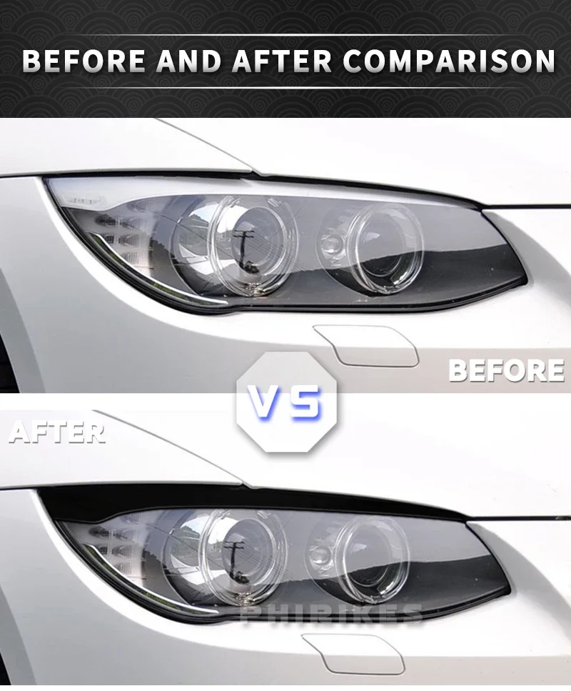 ABS Gloss Black Headlight Eyebrows Eyelid For BMW 3 Series E92 E93 3 Series 2007 2008 2009 2010 2011 2012 2013 2014