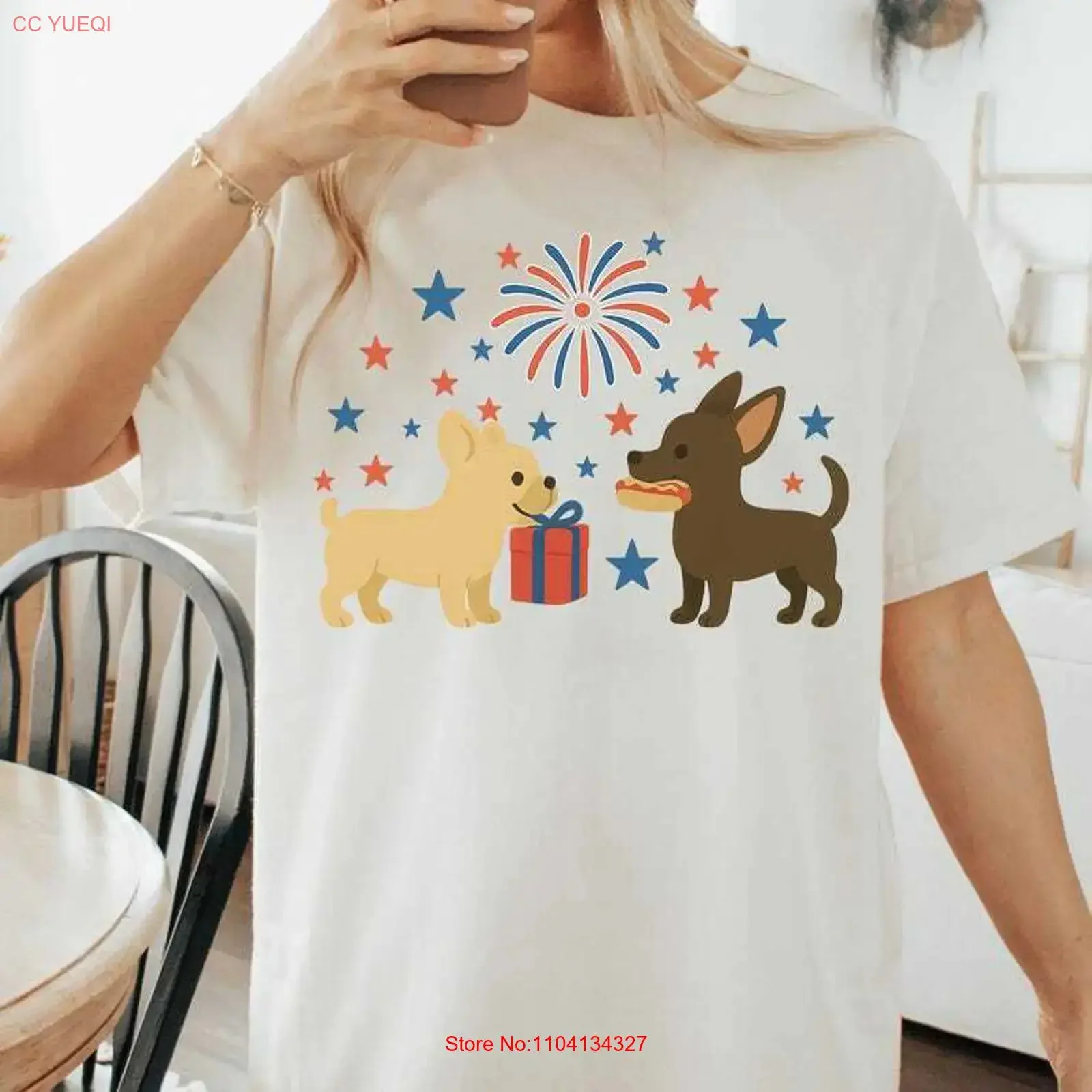 Independence Day Cute T Shirt For Dog Mom Patriotic Dogs 4th of J vintage Washed homme streetwear fashion Versatile Slightly